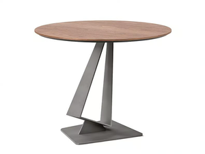 ROGER - Round steel and wood table _ Cattelan Italia